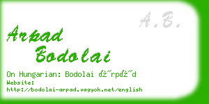 arpad bodolai business card